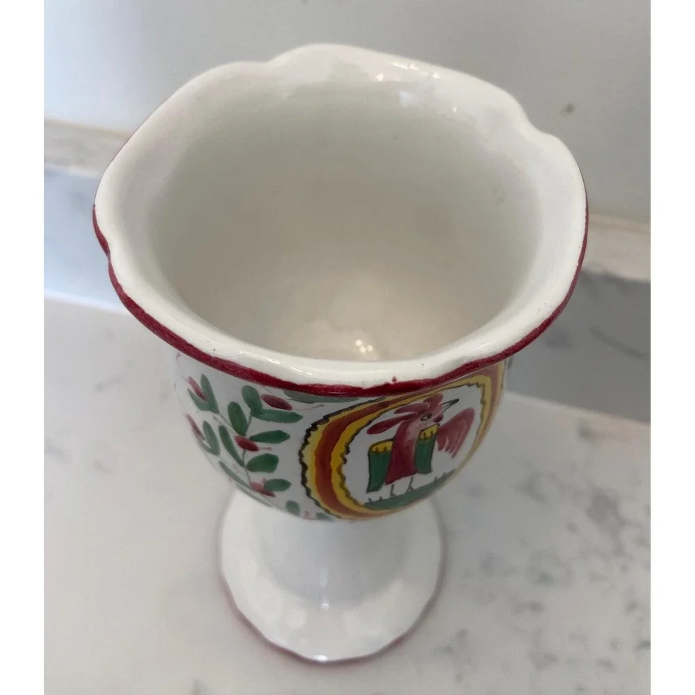 Vintage Italian Ceramic Goblet with Rooster‎